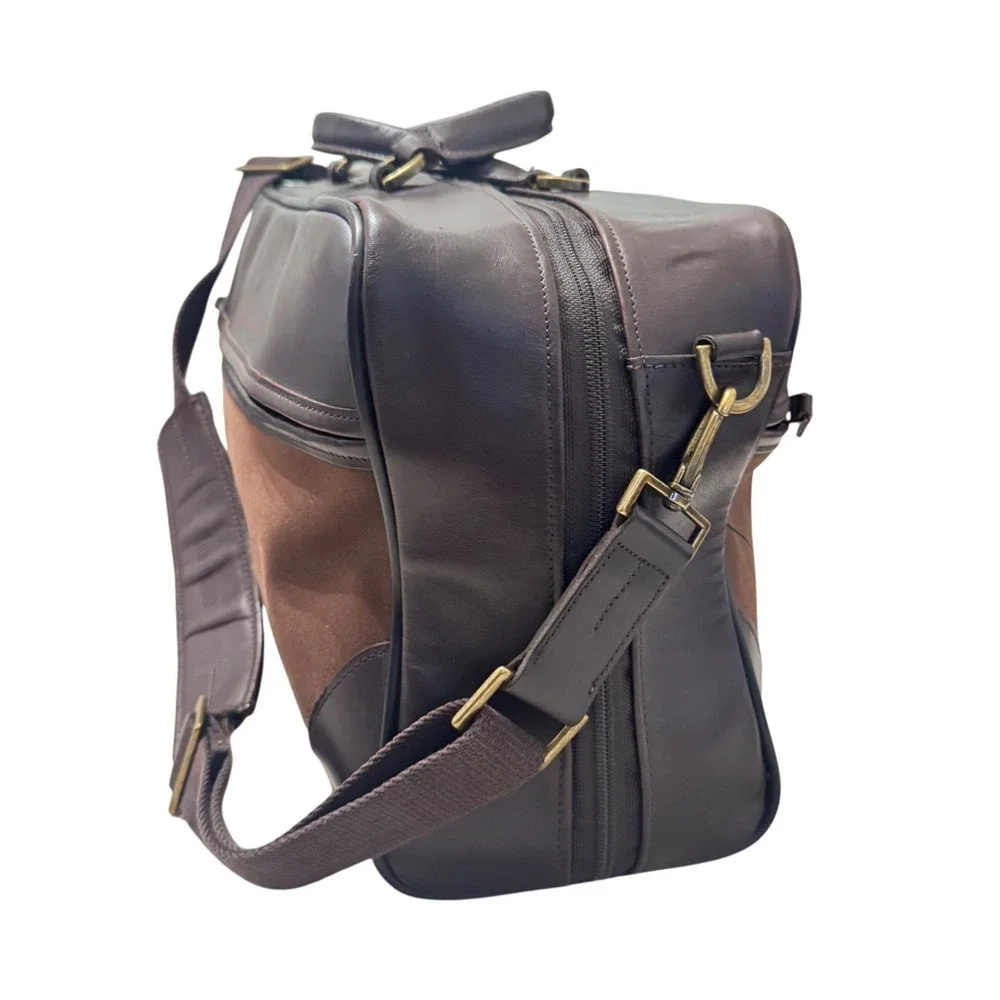 Hartmann‎ Vintage Suitcase Duffle Brown Luxe Collection Leather Canvas Plaid